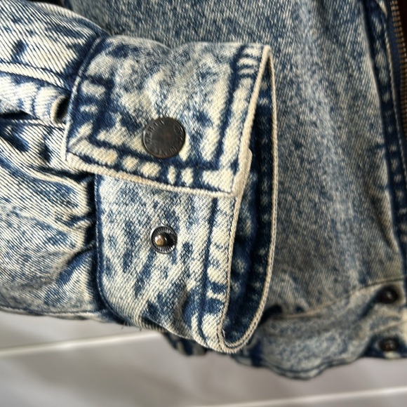 VTG 80s 90s Urban Equipment Acid Wash Denim Coat Leather Trim Oversized XL - Picture 4 of 7